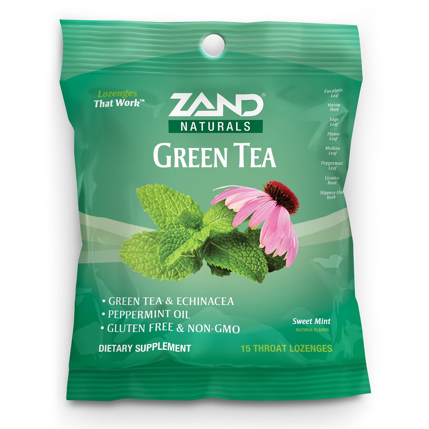 Zand Immunity Green Tea HerbaLozenge Throat Drops w/ Echinacea