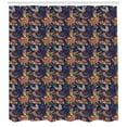 thumbnail image 3 of Birds Shower Curtain, Phoenix Rising From the Ashes with Multilayered Tail Illustration on Damask Backdrop, Fabric Bathroom Set with Hooks, 69W X 84L Inches Extra Long, Multicolor, by Ambesonne, 3 of 3