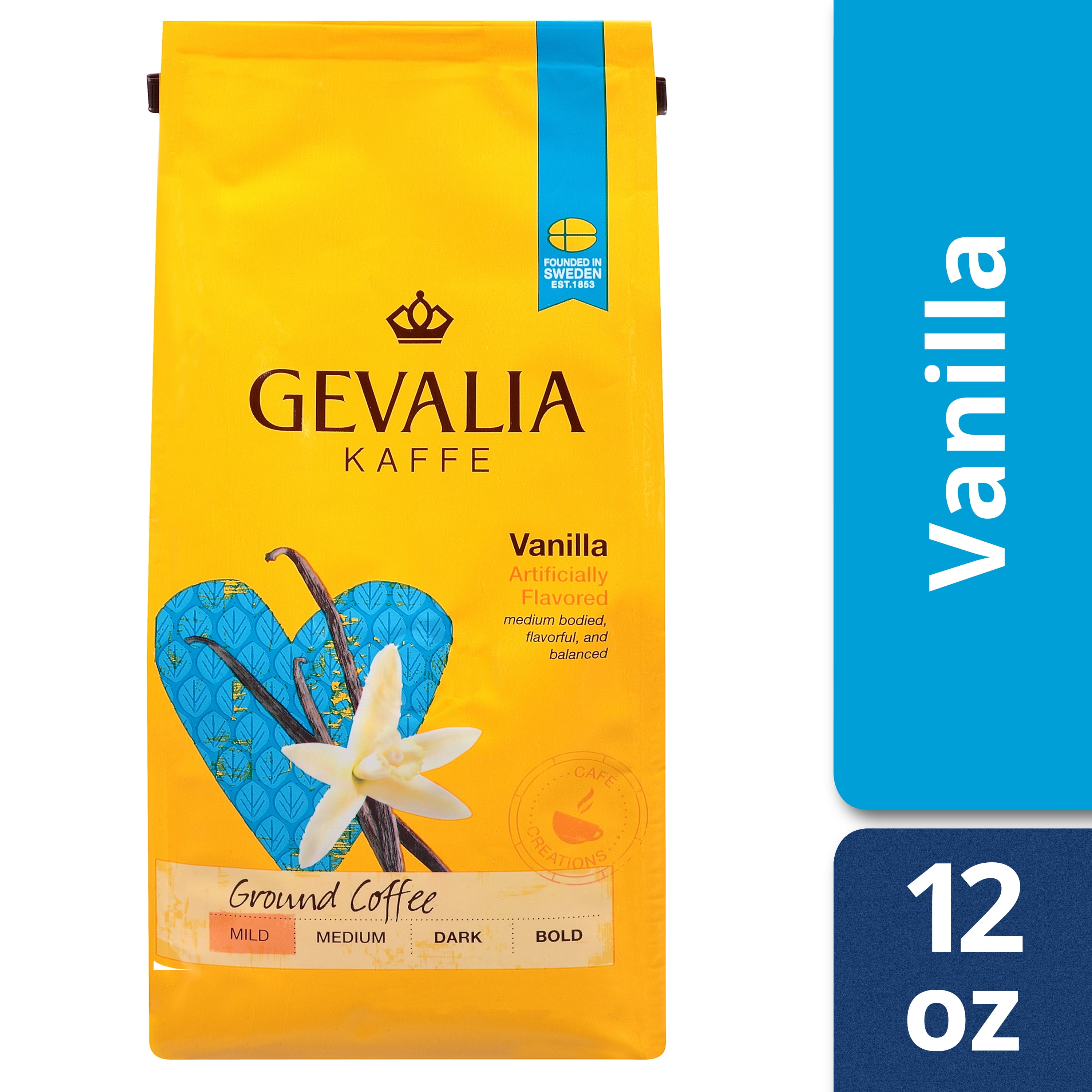 Gevalia Vanilla Flavored Ground Coffee, Caffeinated, 12 oz Bag