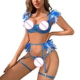 thumbnail image 2 of Gibobby Sujetador De Encaje Para Mujer Body de Camisola Sexy con Cordones y Espalda Abierta con Panel de Malla para Mujer Lencería Sexy de San Valentín Body Encaje(Azul celeste, CH), 2 of 5
