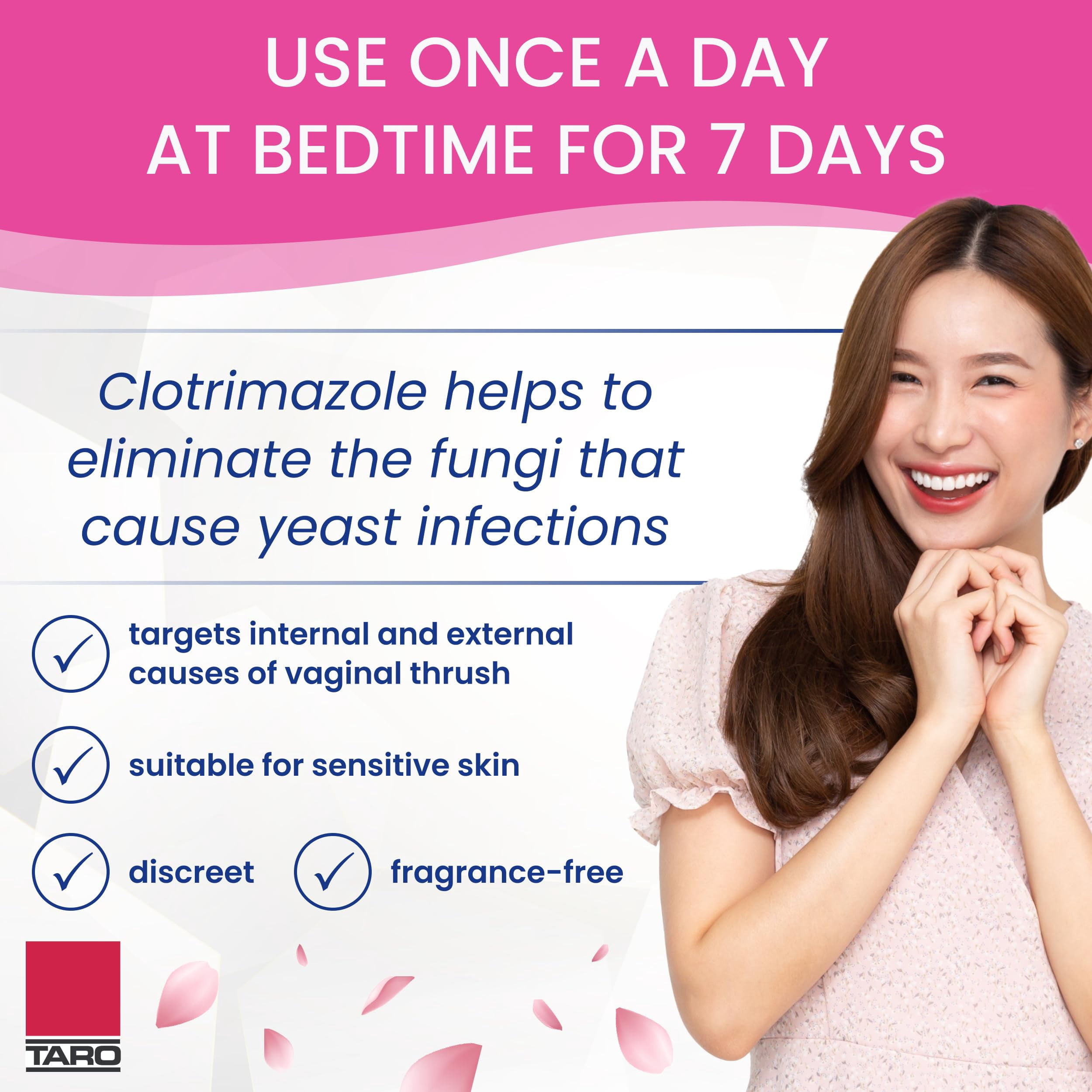 Taro Clotrimazole USP 1% 7-Day Vaginal Cream 1.5 Oz (45g) Yeast Infection Treatment, Feminine Anti-Itch Cream for External Itching & Irritation