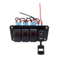 thumbnail image 1 of 3 Gang Rocker Switch Aluminum Panel for 12V 24V Boat Car Truck  Multifuntional Switch Panel with Voltmeter Dual USB Fast Charging Toggle Switch Control Panel, 1 of 7