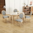 thumbnail image 3 of French Country Dining Chairs Set of 6, Upholstered Dining Room Chairs with Round Backrest, Linen Dining Chairs for Dining Room, Bedroom, Kitchen, Gray, 3 of 9