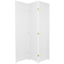 6 ft. Tall Woven Fiber Room Divider - 3 Panel - White