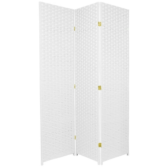 6 ft. Tall Woven Fiber Room Divider - 3 Panel - White