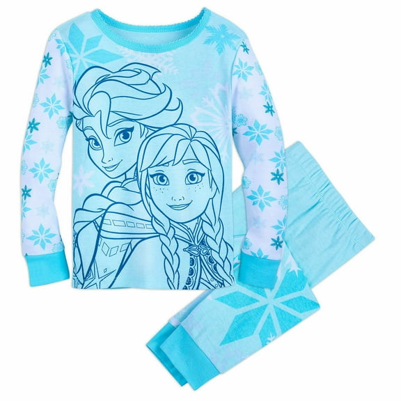 Disney Store Frozen Elsa Anna 2PC Long Sleeve Tight Fit Pajama Set Girl Size 5