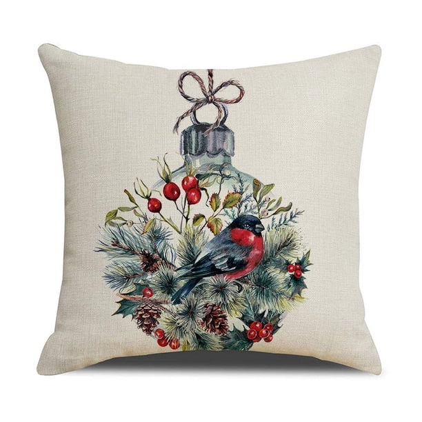 Juego de Almohada navideñas con Doble Cara Impresa Decoración navideña Decoraciones navideñas de Invierno(C)(4 piezas)