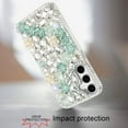 thumbnail image 2 of For Samsung s25 FE Rose Flower Full Diamond Bling Stones - Green, 2 of 3