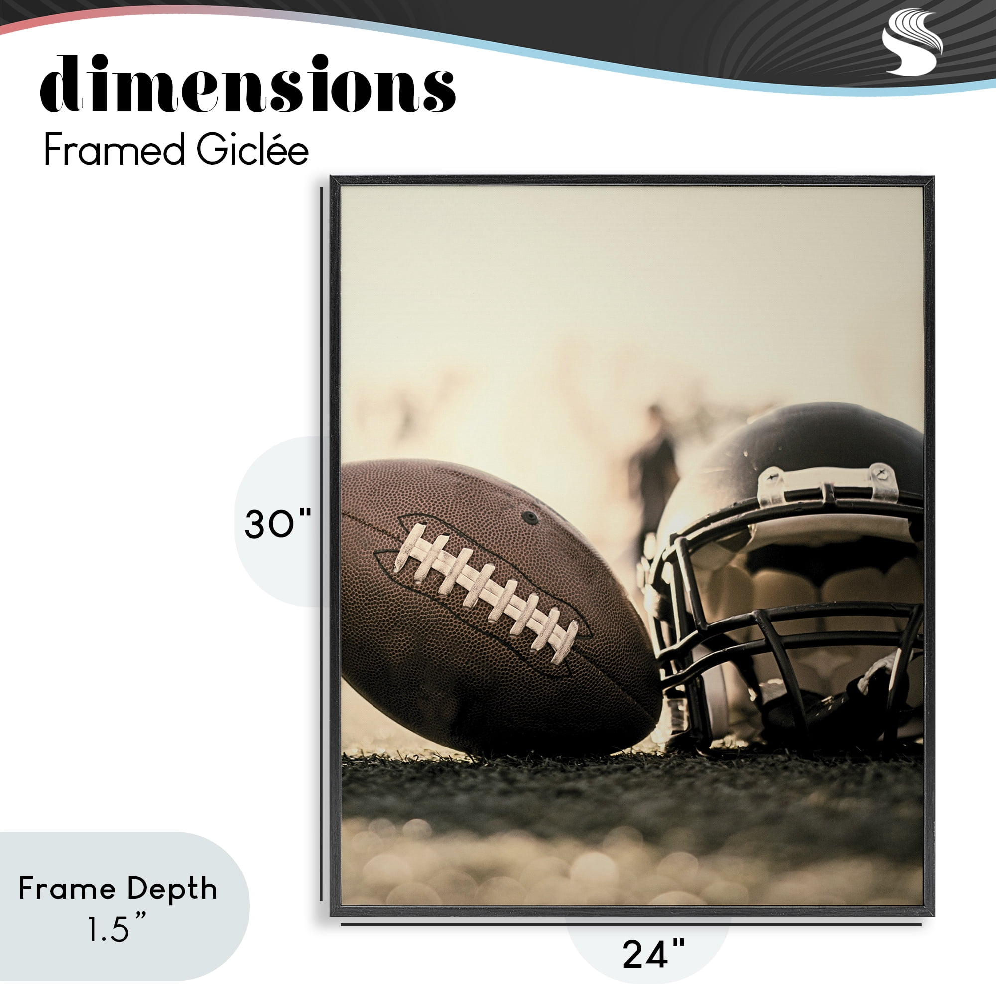 Stupell Industries Football Stand Alone Black Framed Giclee Art, design by Jesse Keith