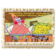 Sponge Bob Patrick Whats Funnier than 24 Edible Cake Birthday Party Topper Image Decoration Frosting 1/4 Sheet