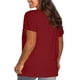 thumbnail image 3 of Blusas Umfun para mujer, color liso, cuello redondo, manga corta, blusa informal versátil, color vino, talla M, 3 of 4