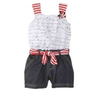 Angle View: Little Lass Infant & Toddler Girls Ruffle Top & Shorts Romper Creeper Jumper