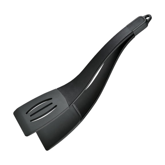 DOLITY 2 in 1 Egg Frying Tongs and Tongs Set Non-Stick Silicone Comfort Grip Heavy Duty Black Gray