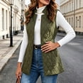 thumbnail image 5 of Yutgune Women's Long Quilted Vest Lapel Collar Sleeveless Jacket Casual Fall Outerwear, 5 of 6