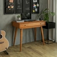 thumbnail image 2 of Camaflexi Mid Century Modern Desk Solid Wood Writing Table for Small Spaces, Brown, 2 of 7