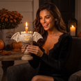 thumbnail image 6 of White Bat Tealight Candle Holder, Farmhouse Halloween Pumpkin Tea Light Candle Holders Decor, Fall Tables Centerpieces for Thanksgiving & Halloween Party, 6 of 6