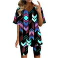 thumbnail image 2 of pstuiky Women Fashion V-Neck Blouse Short Sleeve Tops Shorts Casual Suit Sets Amazing Prices, 2 of 4