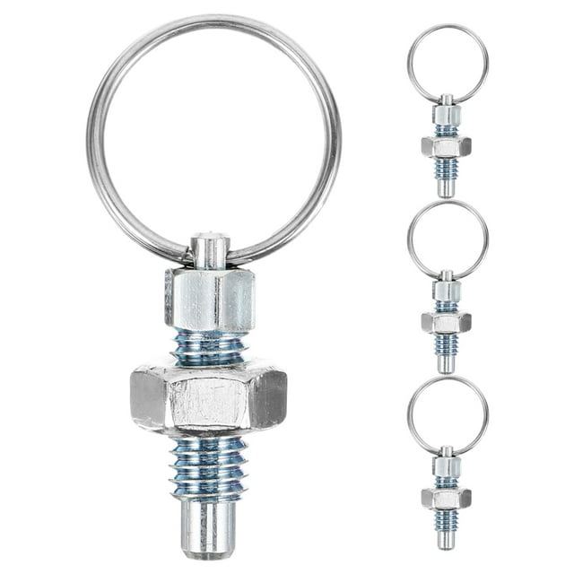 Miangastore 4pcs Spring Plunger Indexing Pin Spring Loaded Plunger with Pull Ring Non Lock- Out Knob Plunger Press for Cabinet Industrial Equipment and Appliance