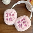 thumbnail image 6 of Furry Plush Case for AirPods Max Colorful Laser Letters It's ok, Winter Warm Soft Fluffy Fur Headphones Protective Cover Shell for Women Girl Accessories for Apple AirPods Max 2024, 6 of 7