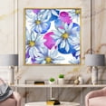 thumbnail image 2 of Daisies On Red and Blue Backgorund 36 in x 36 in Framed Painting Canvas Art Print, by Designart, 2 of 5