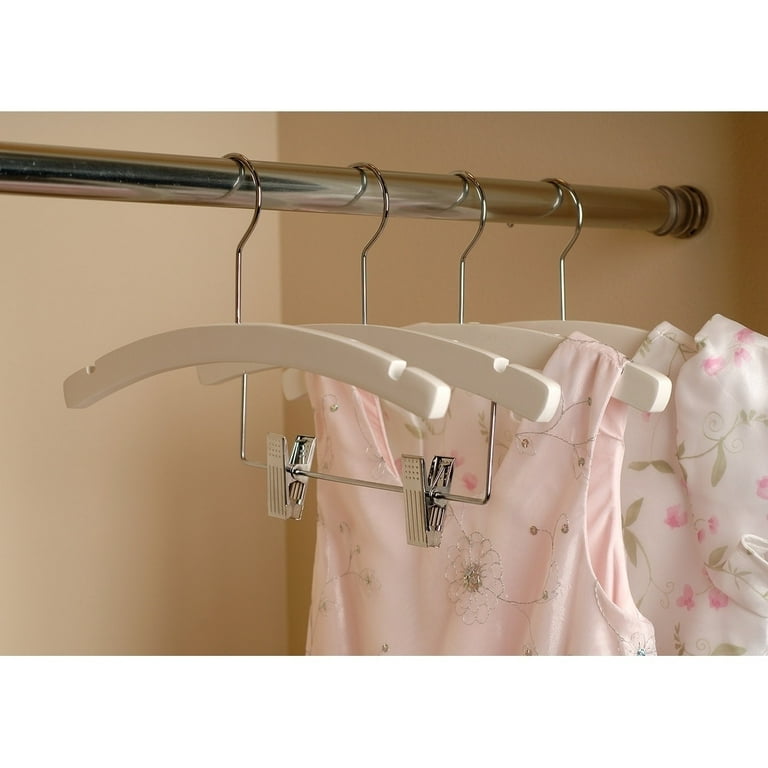 White Arched Wooden Baby Hanger, 10 Inch Wood Top Hangers with