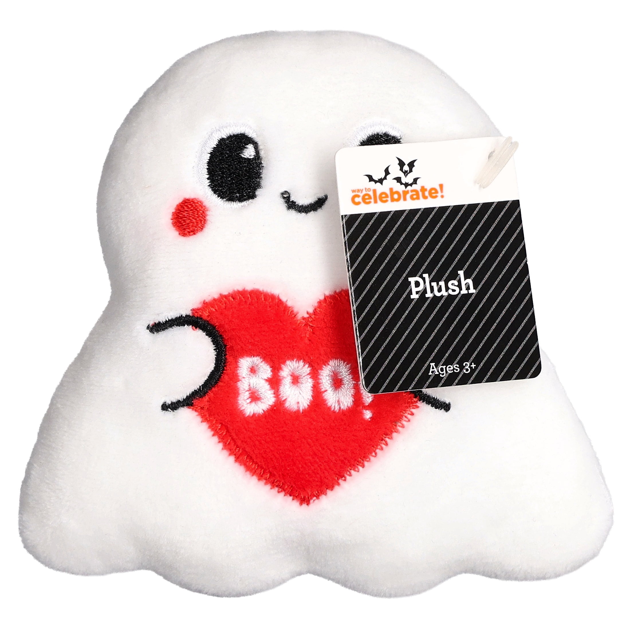 Mini Ghost Plush, Red and White, 3.3", Halloween by Way To Celebrate