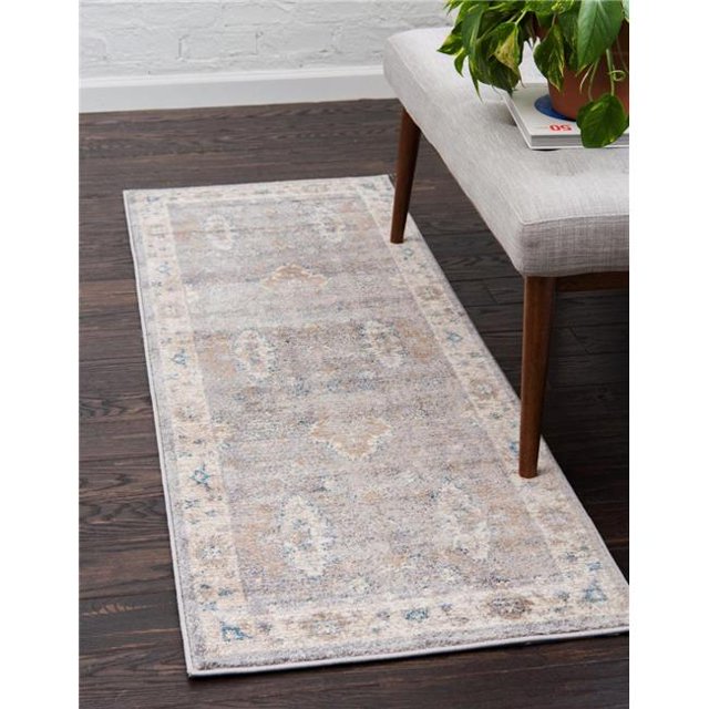 Unique Loom 3124895 2 Pi 7 Po x 10 Pi Itzling Salzburg Runner Rug&44; Gris