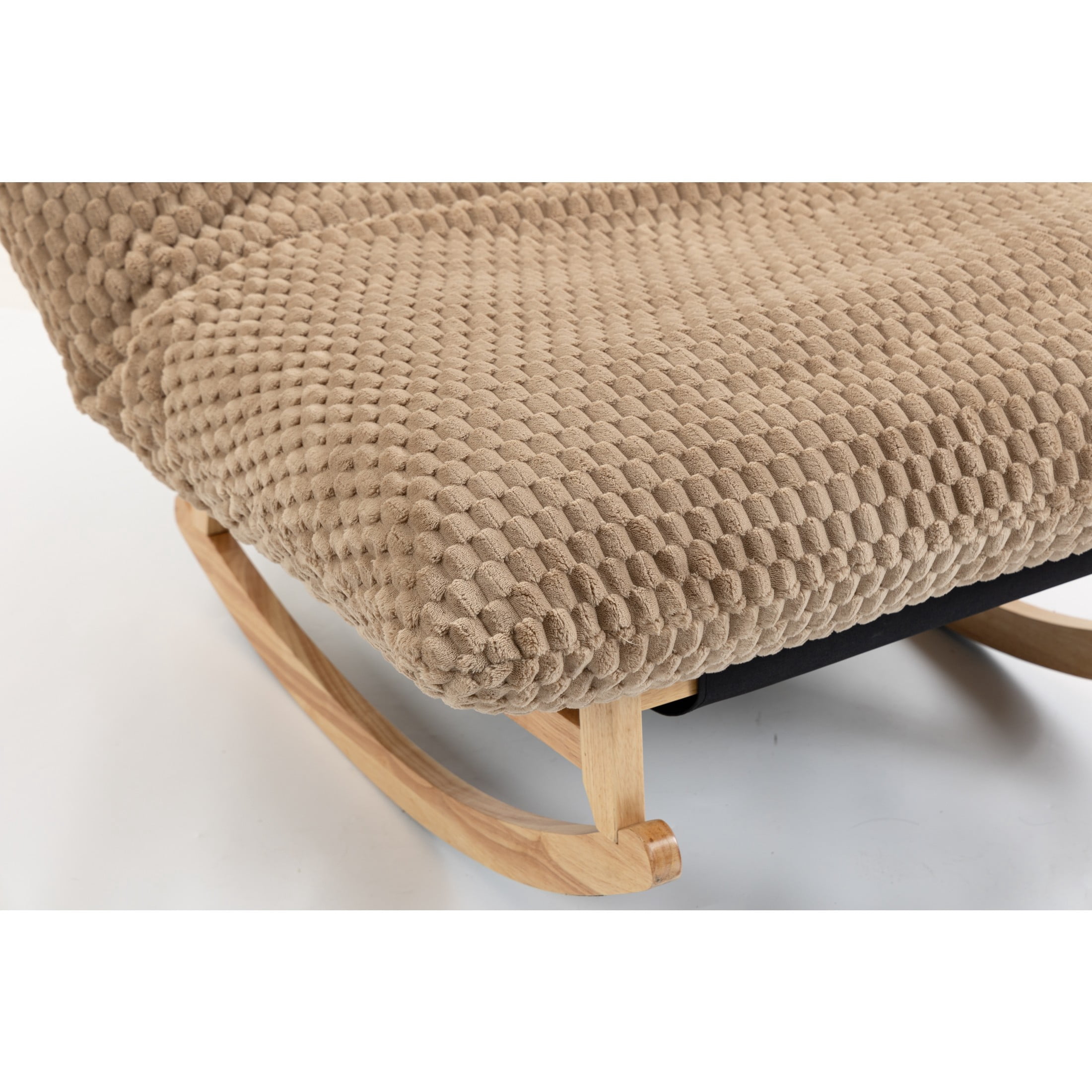 GDF Studio Alaric Corduroy Bean Bag Rocking Chair with Solid Wood Frame, Lazy Sofa for Living Room, Bedroom, Khaki