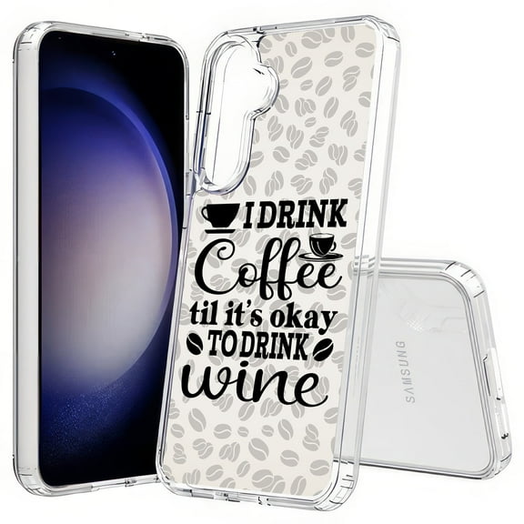 TalkingCase Slim Fit Phone Case Compatible for Samsung Galaxy S25(Not S25 Plus/Ultra), Coffee Then Wine Print, Lightweight,Flexible, USA Print