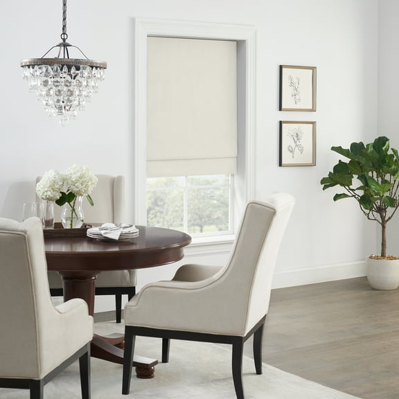 Eclipse Faux Silk Cordless Roman Shade 100% Blackout 23 in Wide x 64 in Long, Ivory