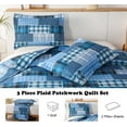 thumbnail image 4 of Beartech Quilt Set Twin Size Plaid Bedding Blue Checkered Patchwork Coverlet Lightweight Microfiber Reversible Bedspread Quilt Set, 4 of 8