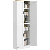 HOMCOM 67" Kitchen Pantry Storage Cabinet w/ Shelves, Distressed White
