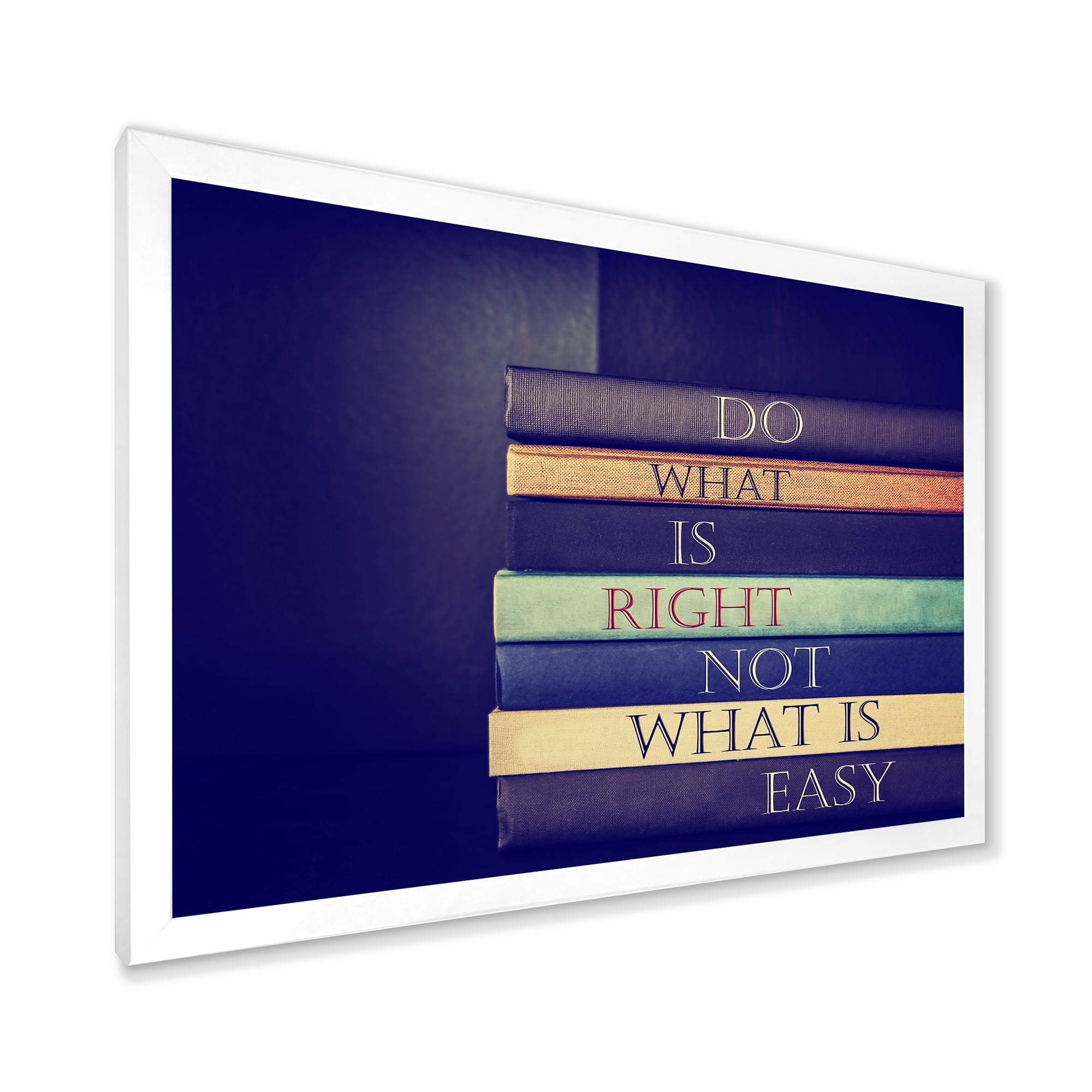 Designart 'Do What Is Right Not What Is Easy On Books' Traditional Framed Art Print