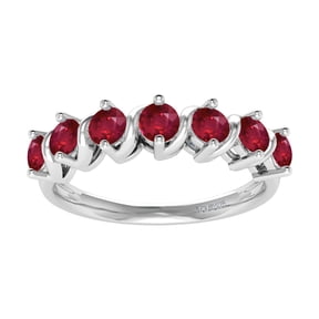 Sterling Silver with Ruby Seven Stone Band Ring
