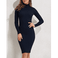 thumbnail image 3 of PrettyGuide Women's Turtleneck Sweater Dress Long Sleeve Ribbed Knit Stretch Midi Bodycon Dresses, 3 of 5