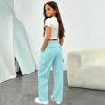 thumbnail image 6 of Ruyang Girls Cargo Sweatpants Kids Elastic Waist Wide Leg Trousers Solid Baggy Casual Trousers Tween Youth Back to School Athletic Pants, 6 of 8