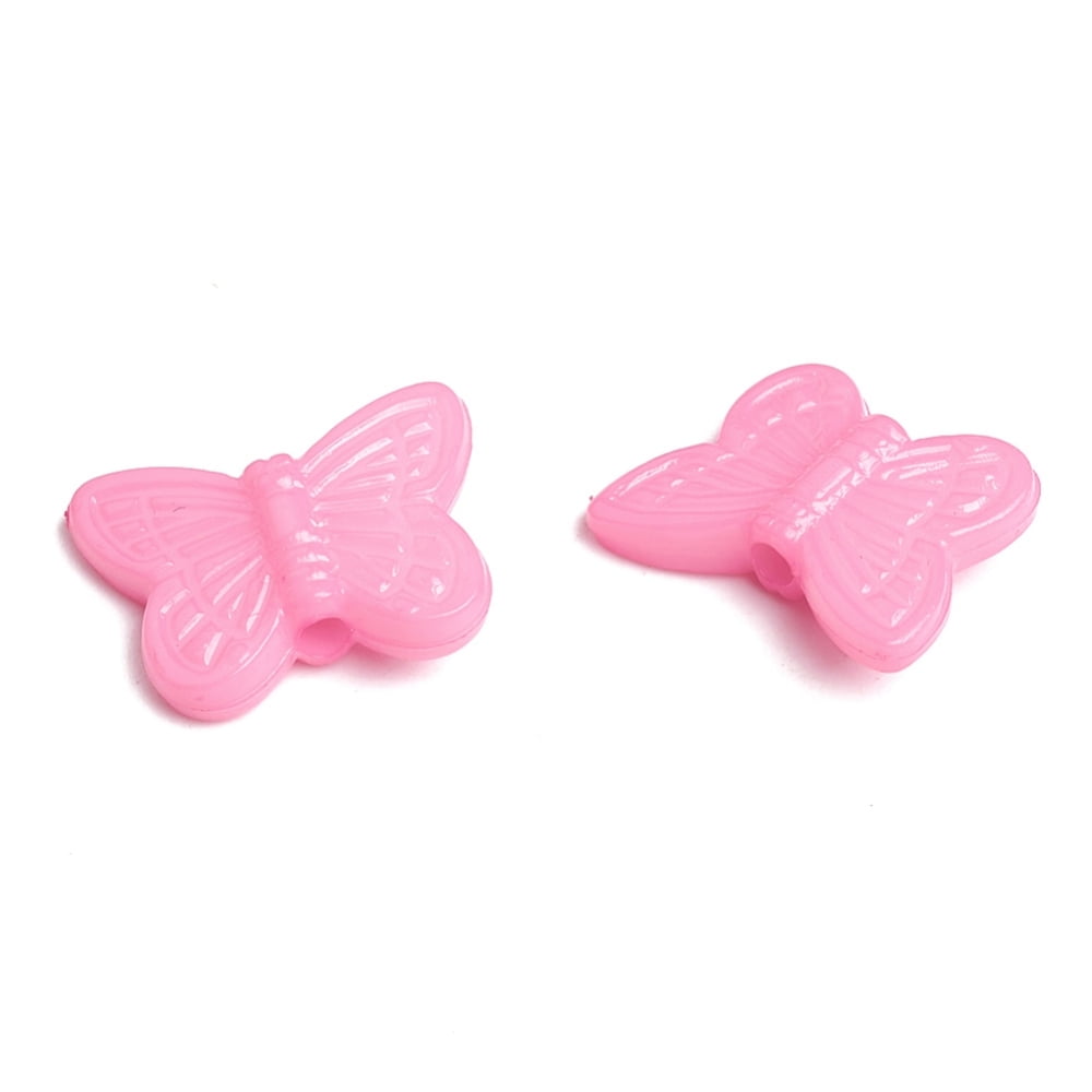 Opaque Acrylic Beads Butterfly Pearl Pink 11x14x4mm Hole: 2mm about 1920pcs/50g