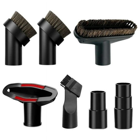 7Pcs Vacuum Brush Attachment & Adapter 1.25 Inch Soft Horsehair Round Floor Upholstery T ywm58