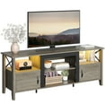 thumbnail image 5 of Bestier Farmhouse LED TV Stand for TVs up to 70" Entertainment Center with Storage Shelves in Wash Gray, 5 of 8