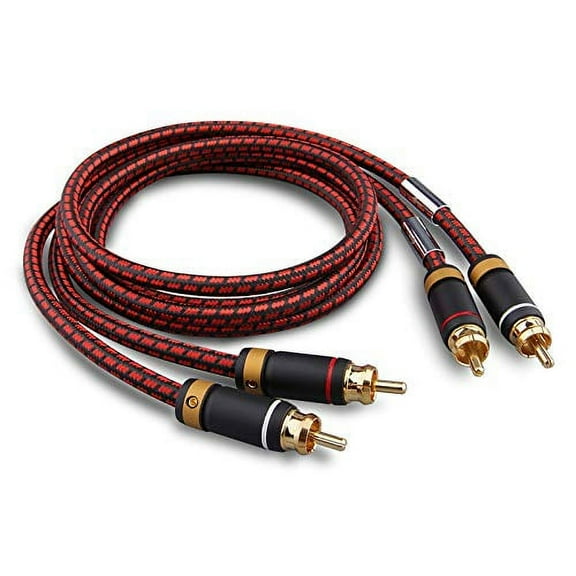 Auidophile 2RCA Male to 2RCA Male Stereo Audio Cable,Gold Plated | 4N Oxgen-Free Copper Core (3 Feet (1M))