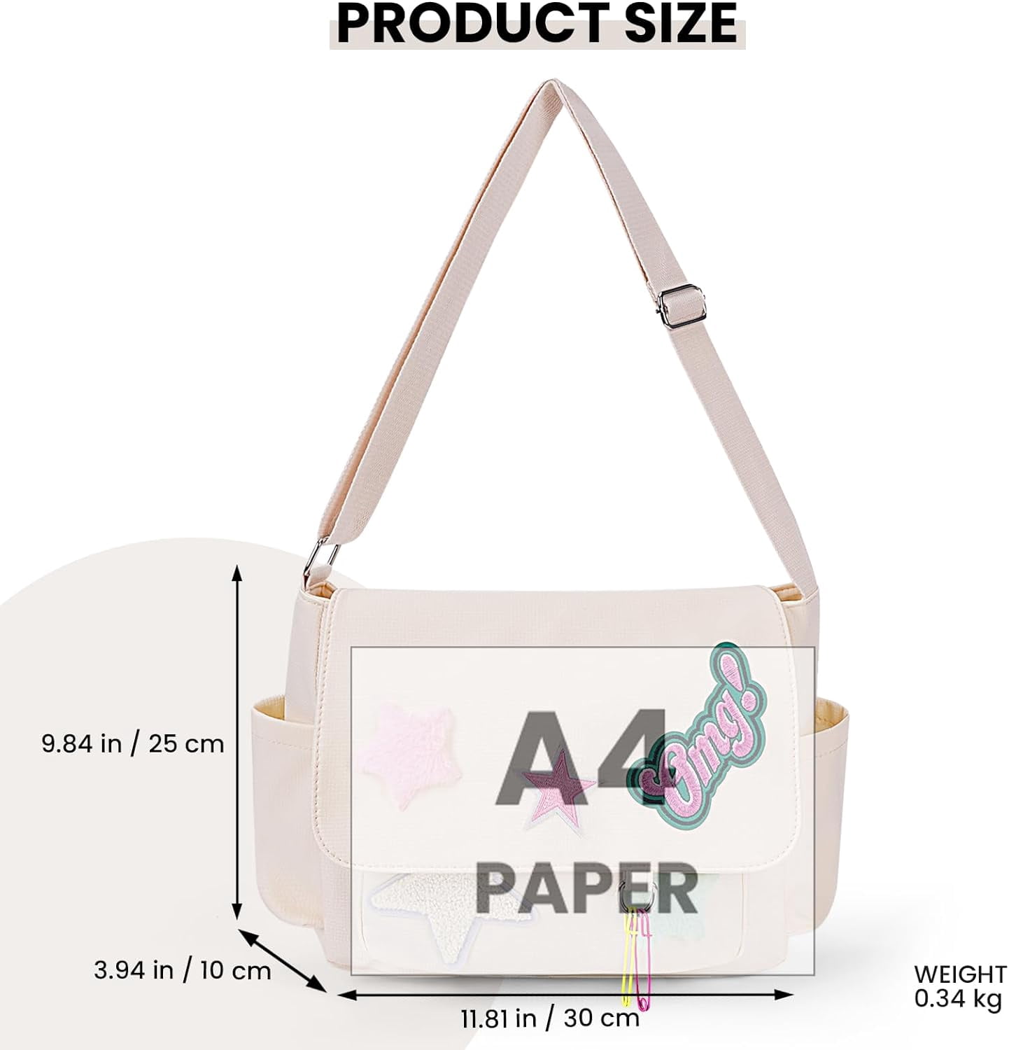 Cute Messenger Bag, Aesthetic Crossbody Bag, Y2K Star Grunge Bag Emo Shoulder Tote Purse for Women