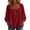#0407-Red, variant on Favoffer Women Faux Linen Blouses 3/4 Sleeve Square Neck Button Solid Color Casual Summer Tops for Vacation Outdoor Office Commute