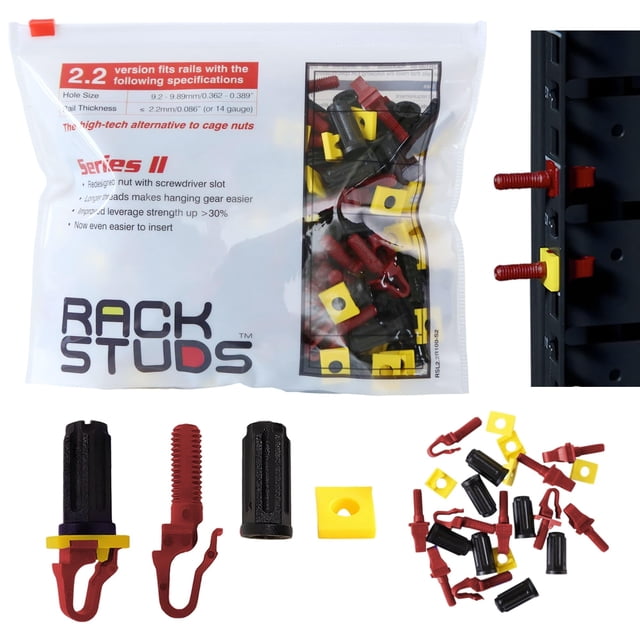 Tornillos para racks de servidores Rackstuds R100 II, 19 cm, rojos, paquete de 100