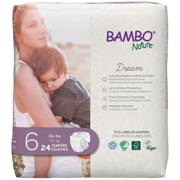 Pañales para bebés Bambo Nature hipoalergénicos, tamaño 6 (24 unidades)