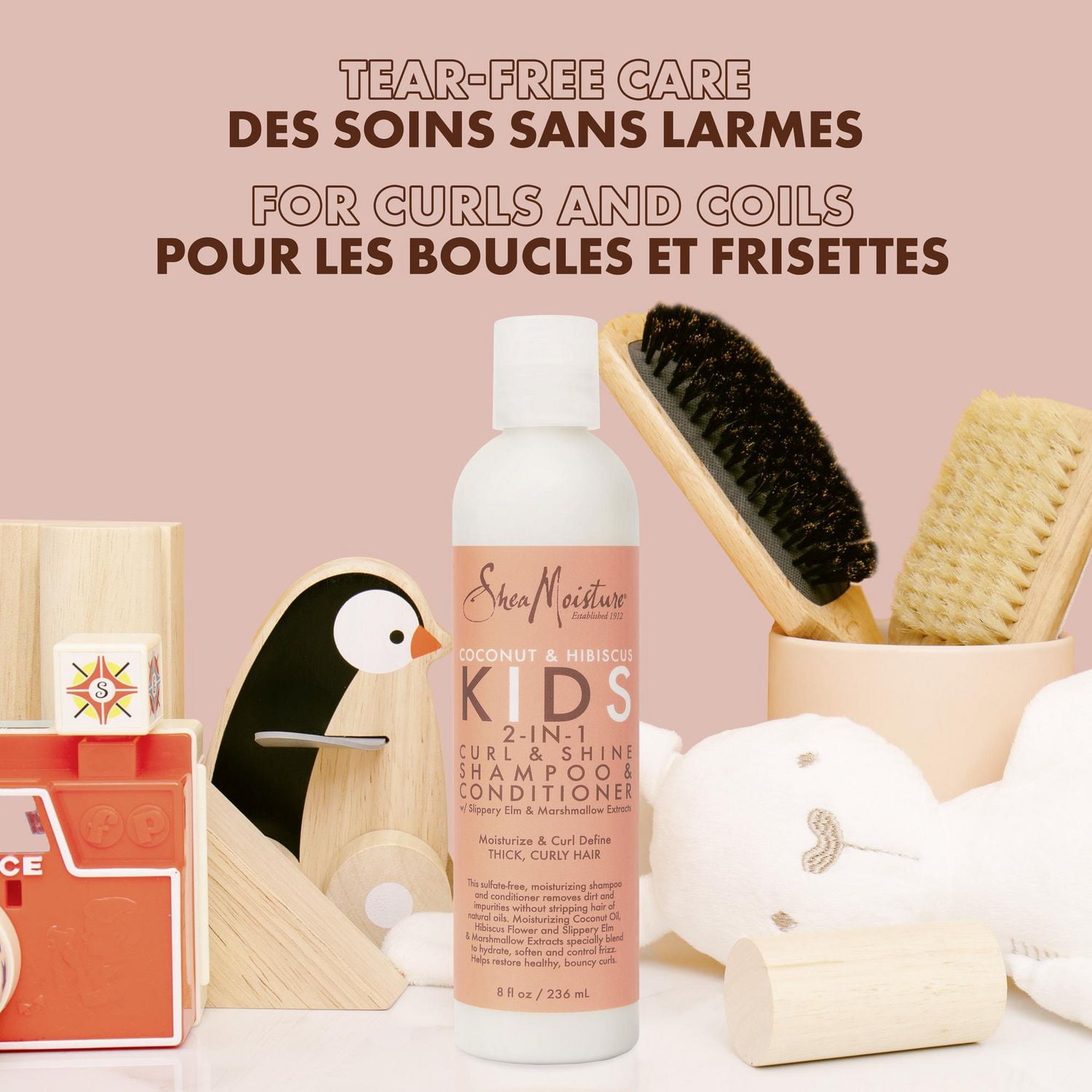 Shampoing et revitalisant 2-en-1 pour enfants SheaMoisture  à la noix de coco et l'hibiscus 237ML Shampoing + revitalisant