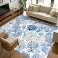 thumbnail image 3 of Navy Blue Coral Area Rugs 6x9 for Living Room, Summer Beach Coastal Ocean Nautical Non Slip Washable Rug Runner, Low Pile Indoor Floor Carpet Mat Bathroom Rugs for Bedroom, Kids Room, 3 of 9