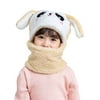 Children's Baby Girl 2 in 1 Panda Pullover Scarf Plush Hat Cartoon Animal Ears Winter Warm Scarf Earmuffs