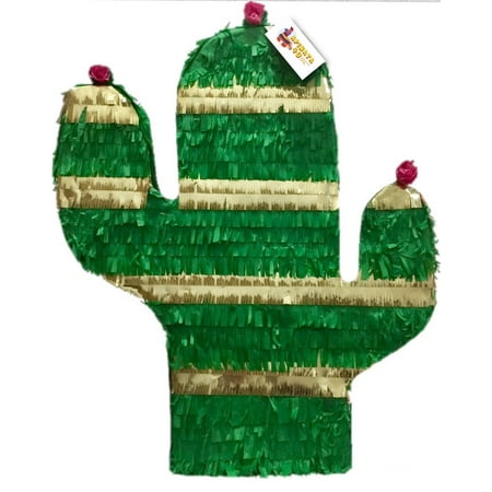 Fiesta Cactus Pinata, Green & Gold, 18in x 24in
