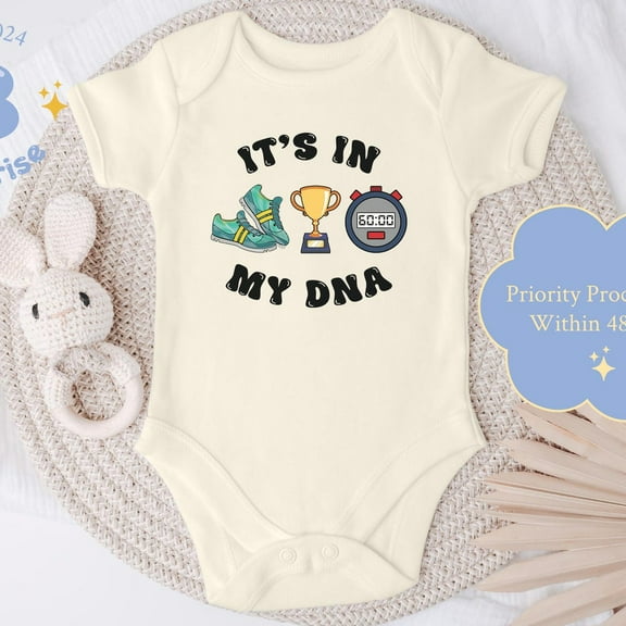 Track & Field Baby Onesie It'S In My Dna Running Bodysuit Future Runner Baby Gift Cute Baby Onesie, BABY BODYSUIT LAT 4424