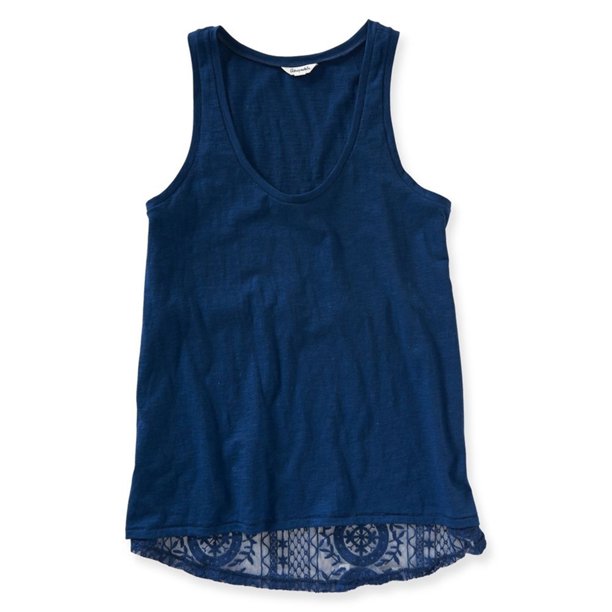 Aeropostale Womens Lacey Back Tank Top, Azul, X-Large Aeropostale Camiseta sin mangas